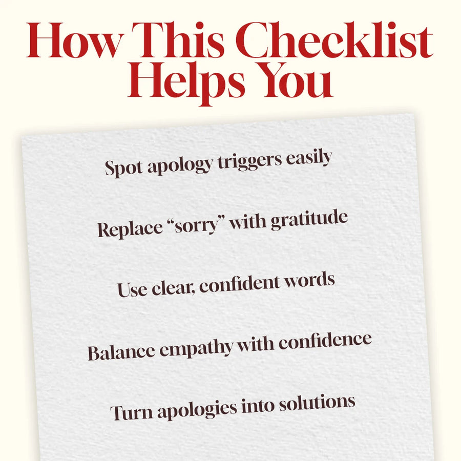 How to Say Sorry Without Apology Overload | Printable Digital Checklist | Confidence & Communication Skills Guide