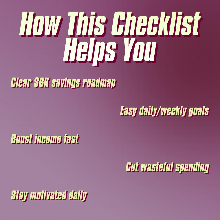 The $6,000 Sprint: Your Action-Packed Savings Checklist | How to Save $6,000 in 3 Months | Printable Financial Planner, Budget Guide, Digital Download
