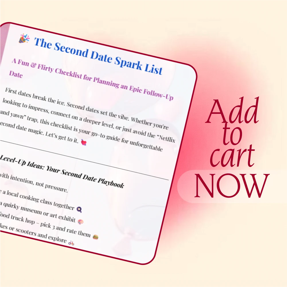 The Second Date Spark List | Digital Checklist for Fun & Flirty Second Date Ideas | Printable eBook Guide for Couples