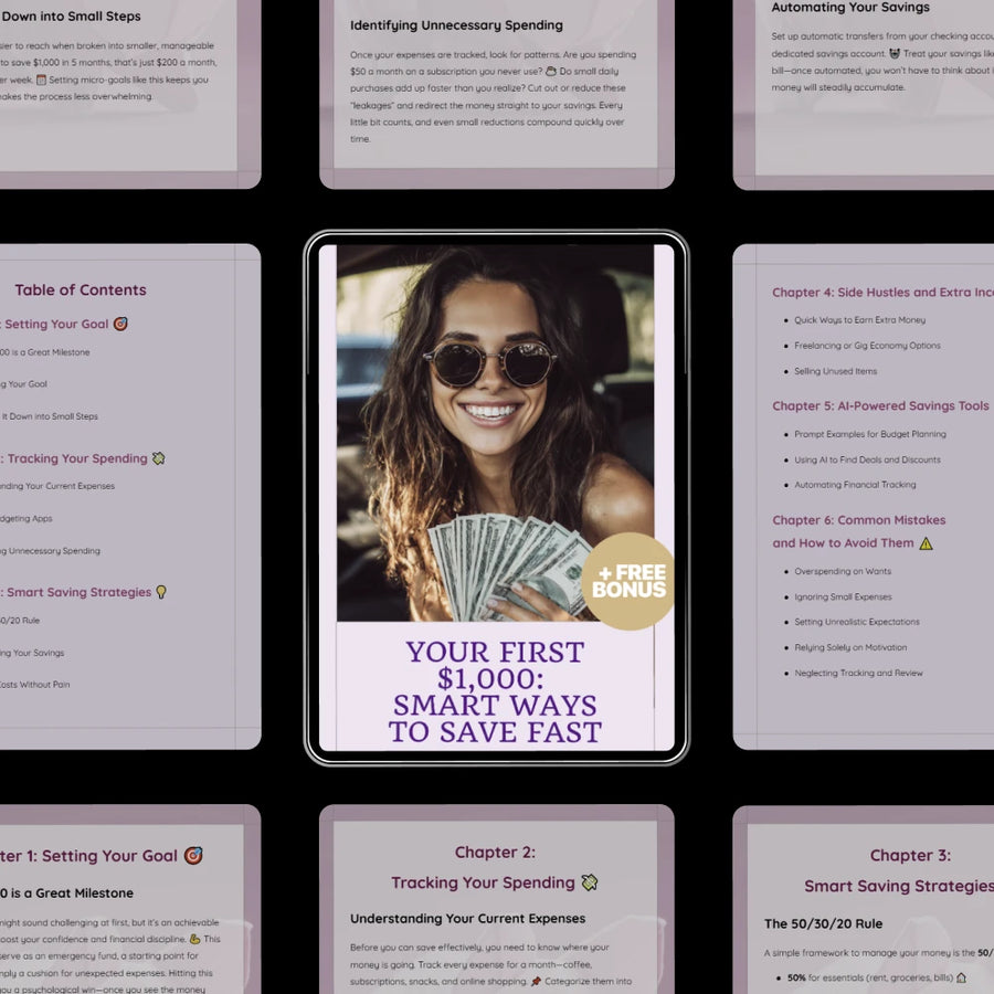 Your First $1,000: Smart Ways to Save Fast | How to Save 1000 Step-by-Step Beginner Savings Ebook & Money Planning Guide