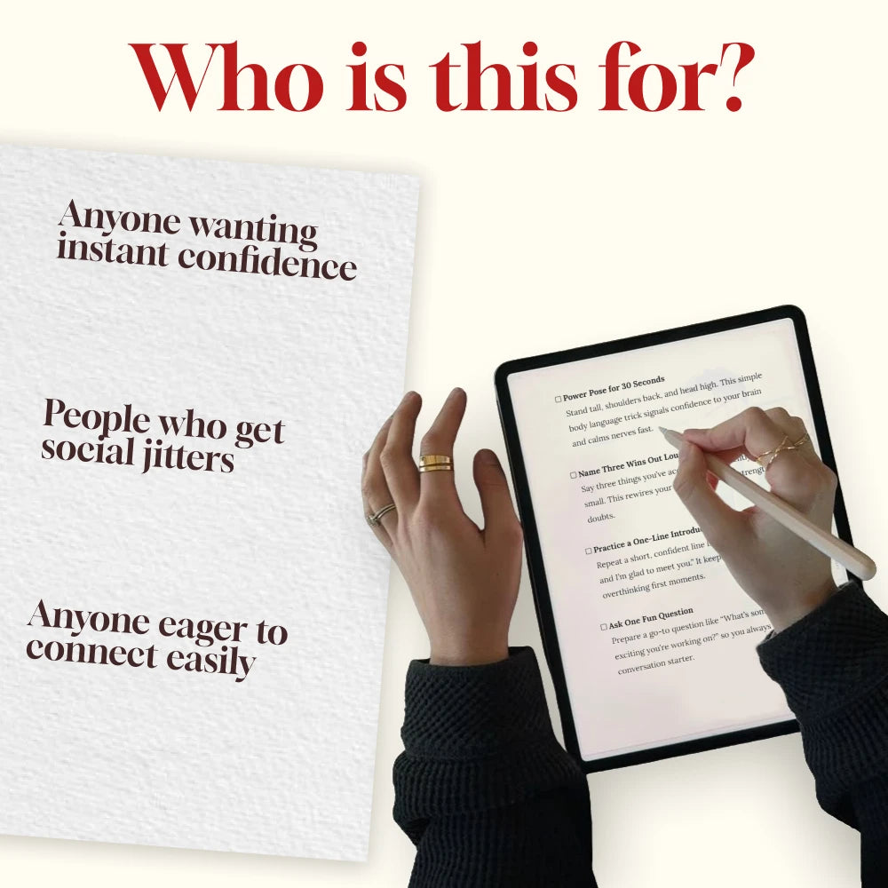 5-Minute Social Confidence Booster Checklist | Instant Digital Download | How to Build Social Confidence in 5 Minutes a Day | Printable Self-Growth Guide for Confidence and Conversations