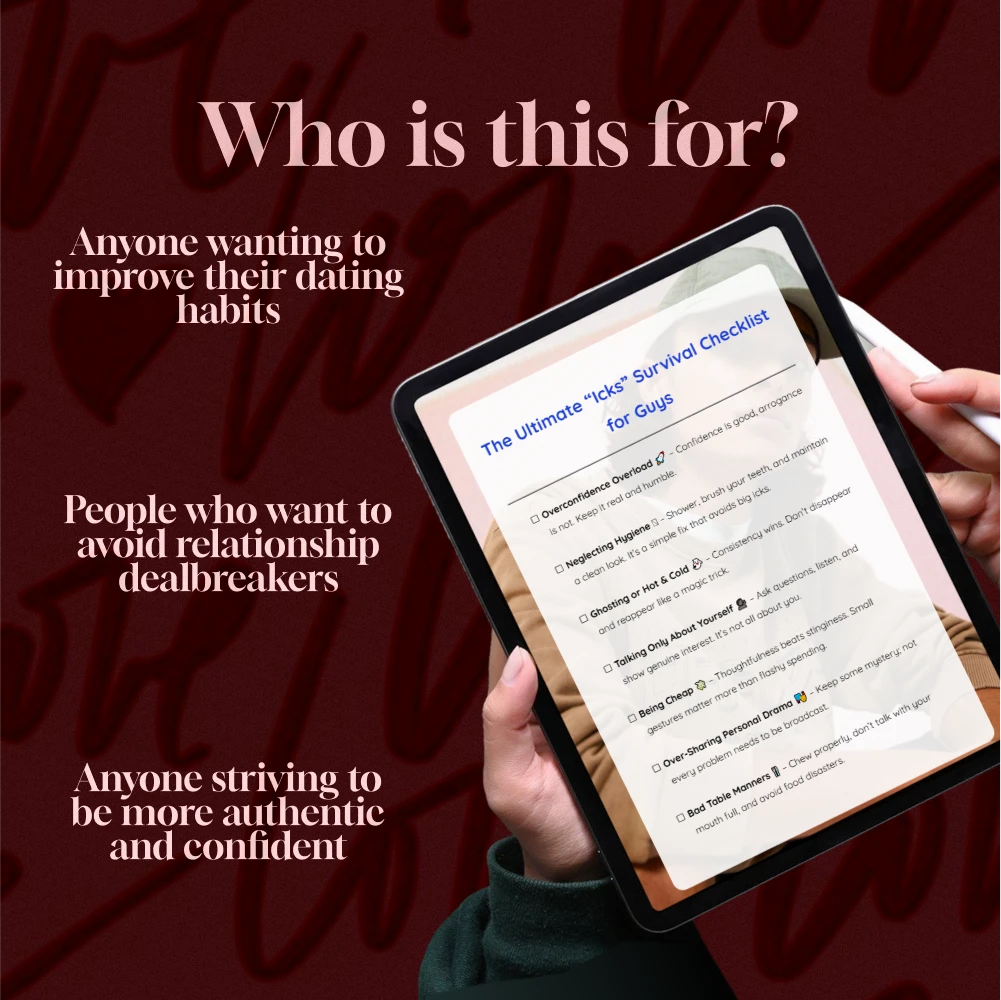 The Ultimate “Icks” Survival Checklist for Guys | Digital Download | Funny Self-Improvement Guide to Avoid Dating Icks for Guys | eBook PDF Instant Download