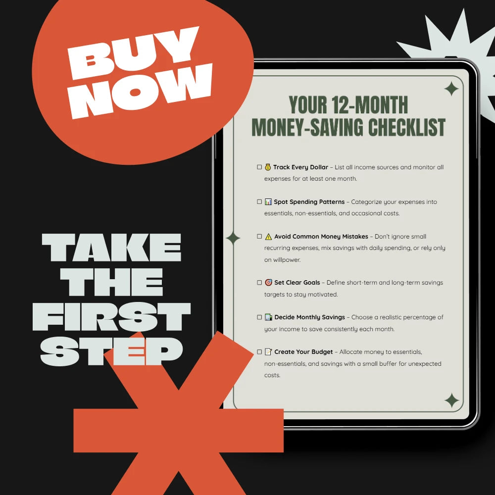Your 12-Month Money-Saving Checklist – Best Way to Save Money in a Year, Printable Financial Planning Tracker, Budgeting & Savings Goal Planner Digital Download