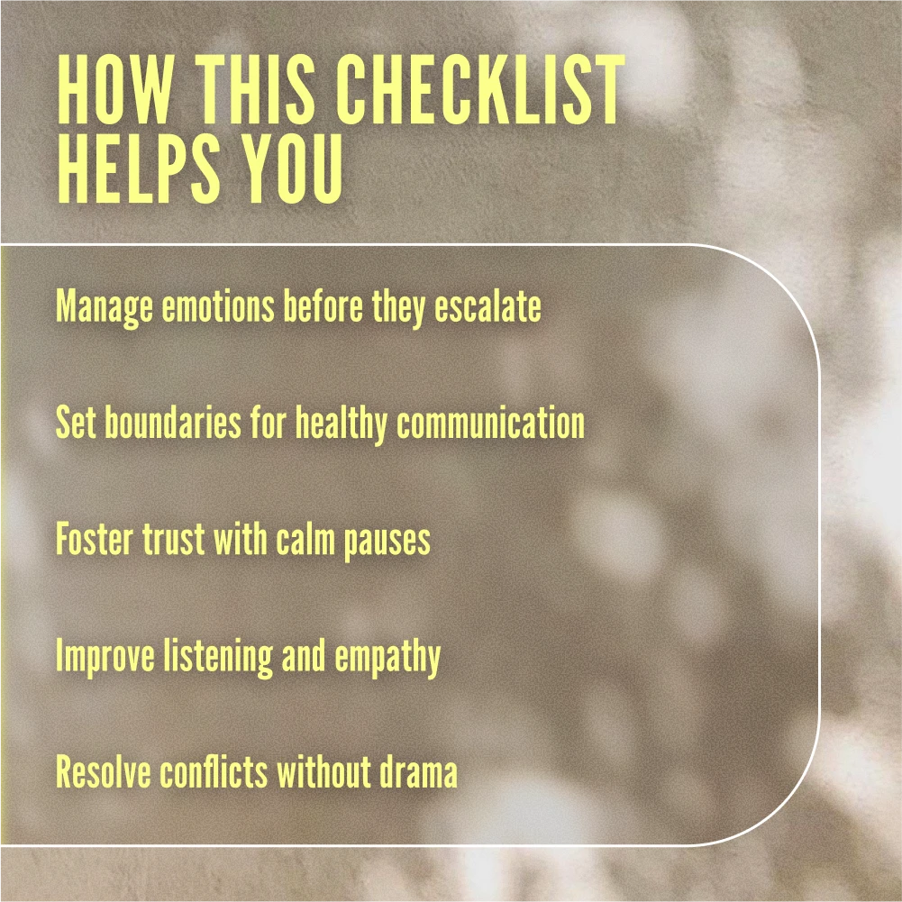The Calm Break Checklist for Cooling Off Without Drama: How to Take a Break Without Escalation