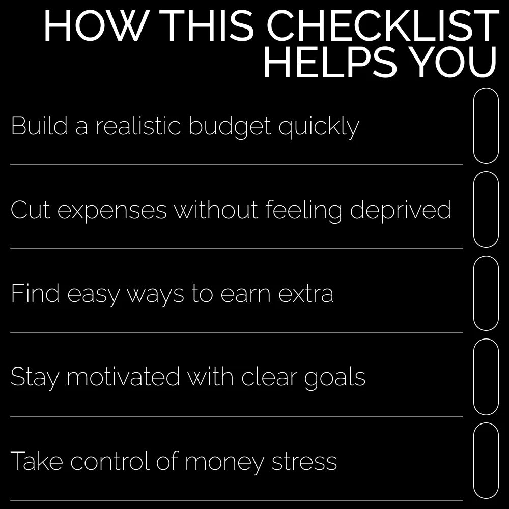 Quick & Easy Money-Saving Checklist | How to Save Money Fast Digital Checklist for Budgeting, Cutting Expenses & Boosting Income