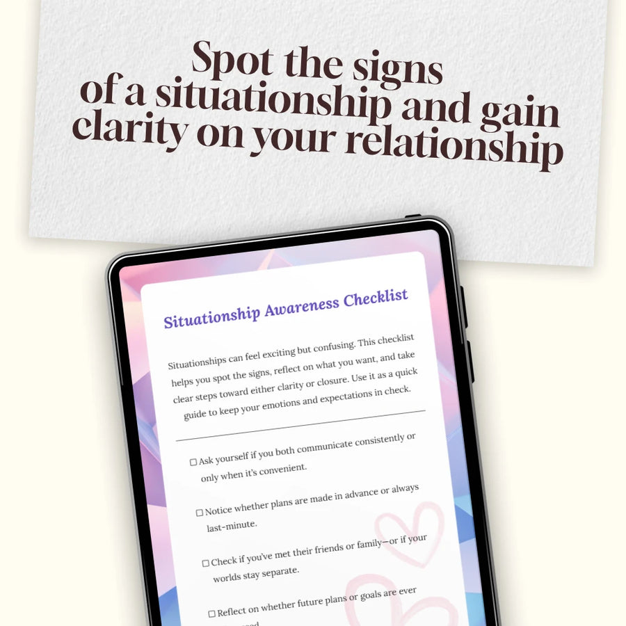 Situationship Awareness Checklist | Digital Download | Relationship Clarity Guide, Self-Reflection eBook, Dating Boundaries Printable