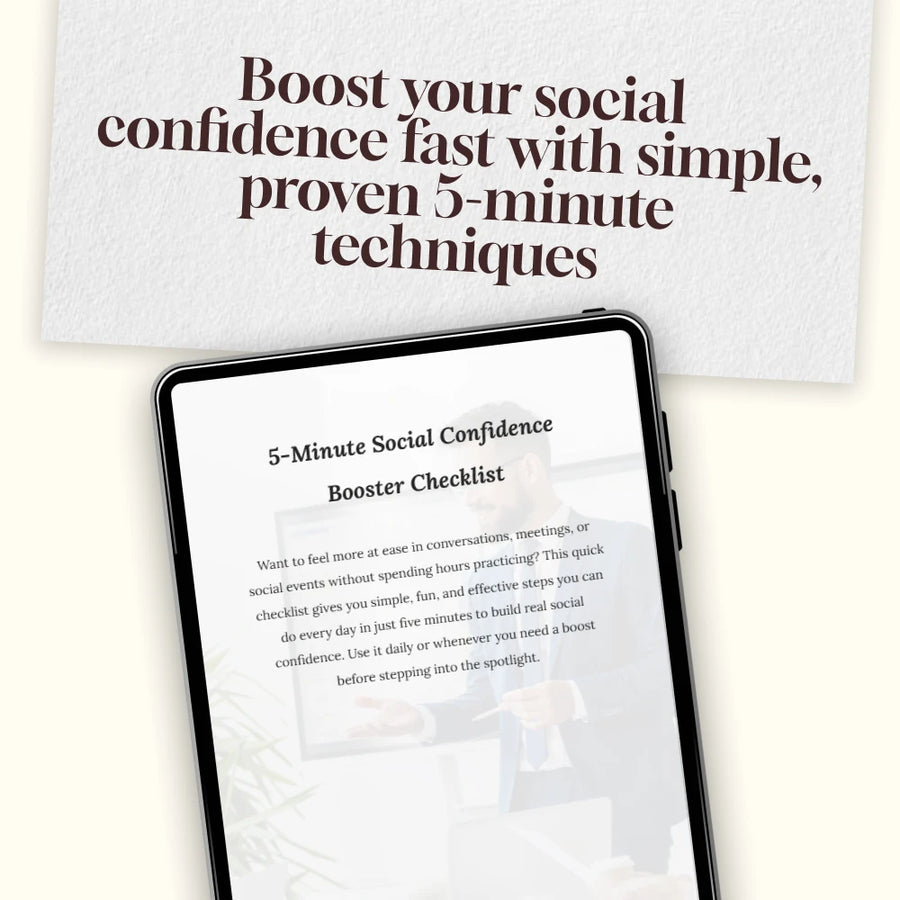 5-Minute Social Confidence Booster Checklist | Instant Digital Download | How to Build Social Confidence in 5 Minutes a Day | Printable Self-Growth Guide for Confidence and Conversations