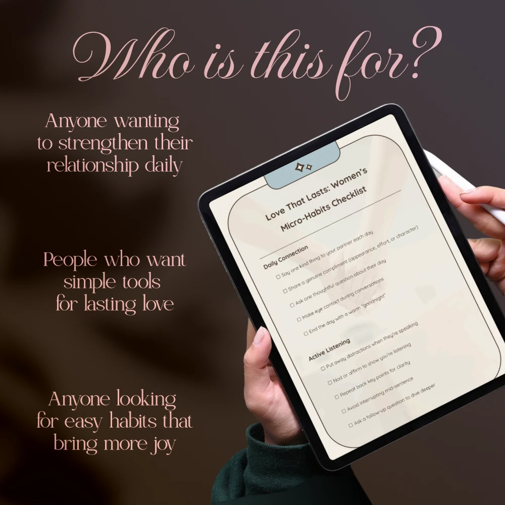 Love That Lasts: Women’s Micro-Habits Checklist | Micro-Habits for Healthy Relationships Digital Download
