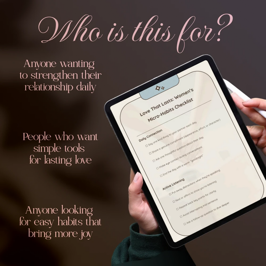 Love That Lasts: Women’s Micro-Habits Checklist | Micro-Habits for Healthy Relationships Digital Download