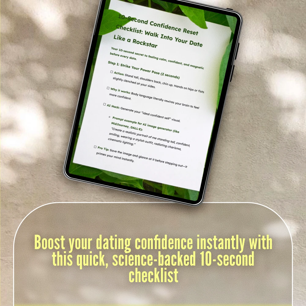 10-Second Confidence Reset Checklist: Walk Into Your Date Like a Rockstar | Instant Confidence Boost | Digital Download eBook & Printable Guide for Singles