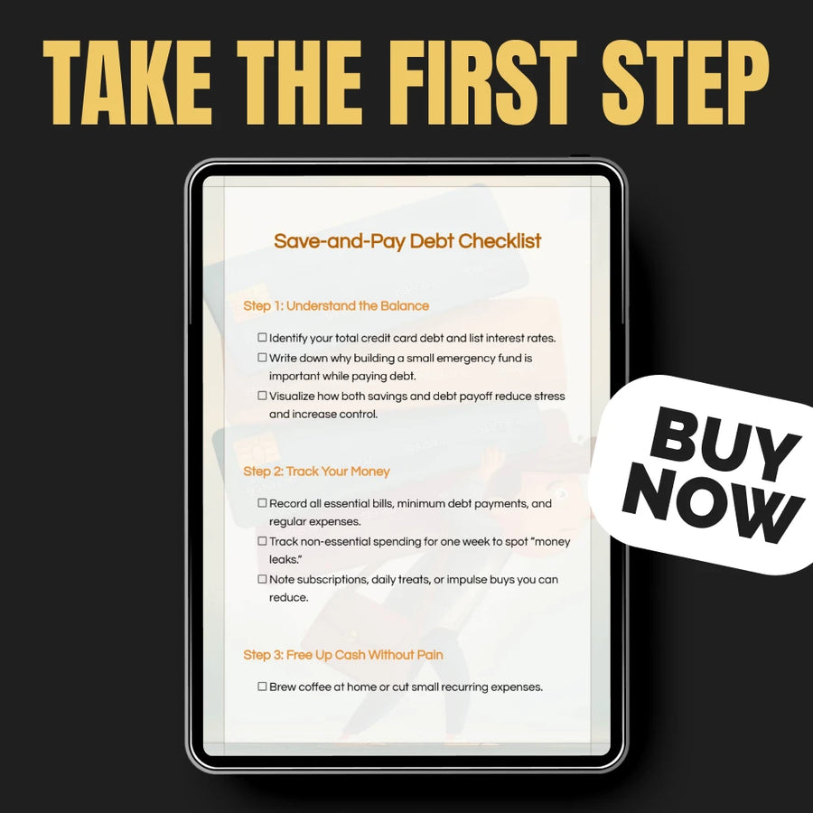 Save-and-Pay Debt Checklist - Achieve Financial Freedom While Paying Off Credit Card Debt