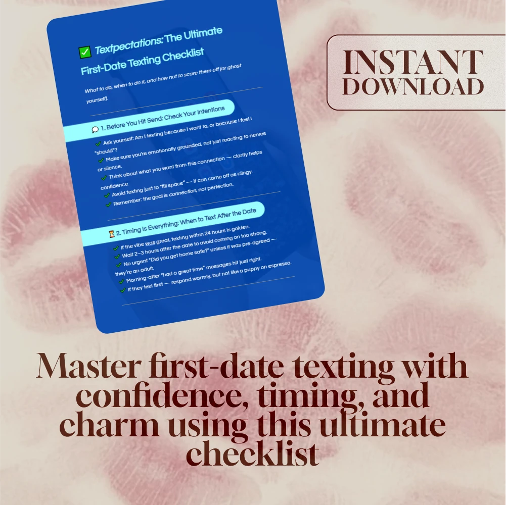 Textpectations: The Ultimate First-Date Texting Checklist | Digital Download Guide for When to Text After First Date, Flirty Message Templates & Dating Confidence Tips