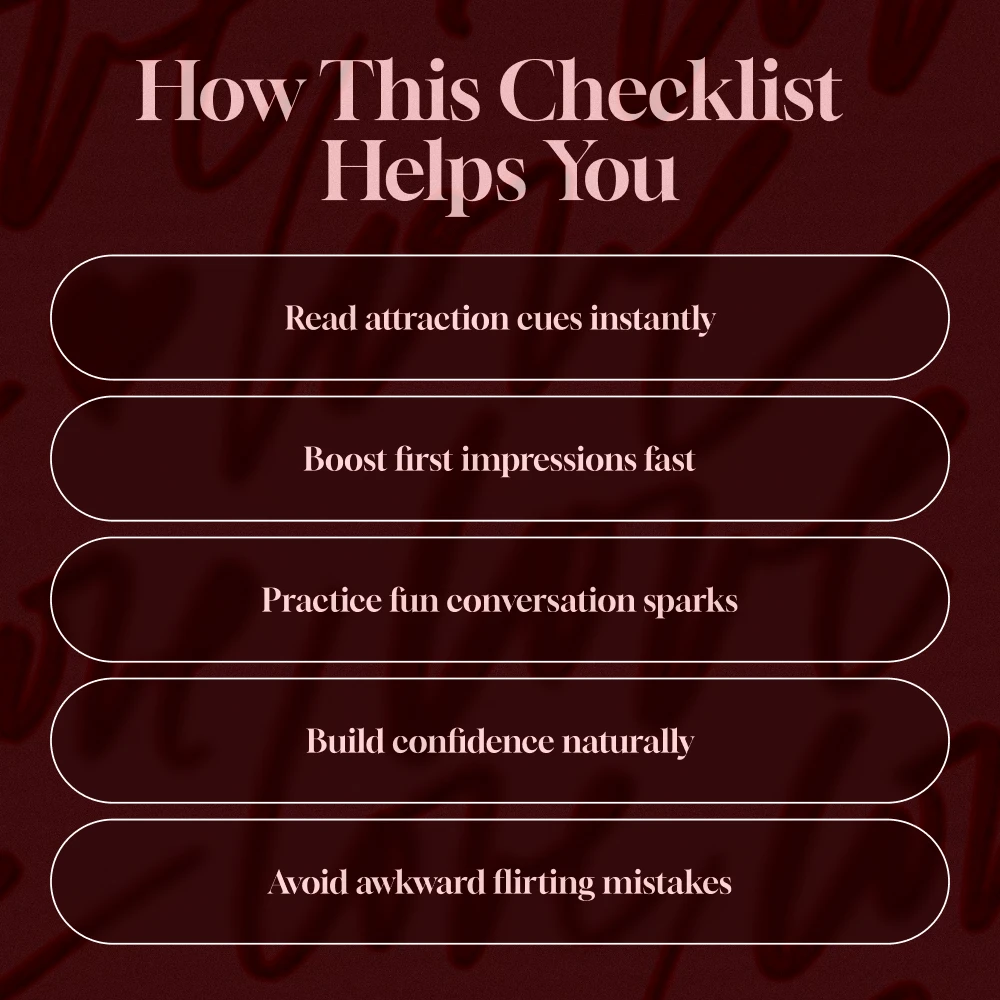 Flirting Body Language Checklist | Digital Download Guide for Confident Connections, Dating & Social Skills