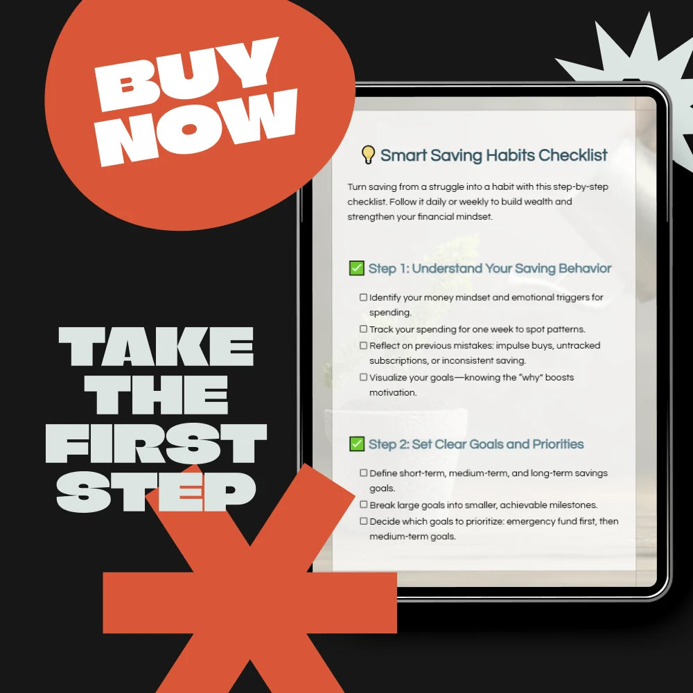 Smart Saving Habits Checklist | How to Improve Saving Habits Step-by-Step | Digital Download Money Guide