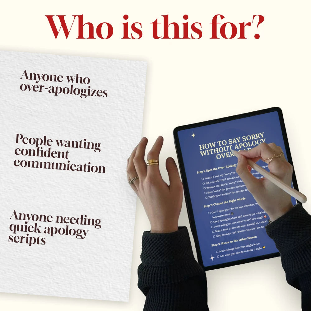 How to Say Sorry Without Apology Overload | Printable Digital Checklist | Confidence & Communication Skills Guide