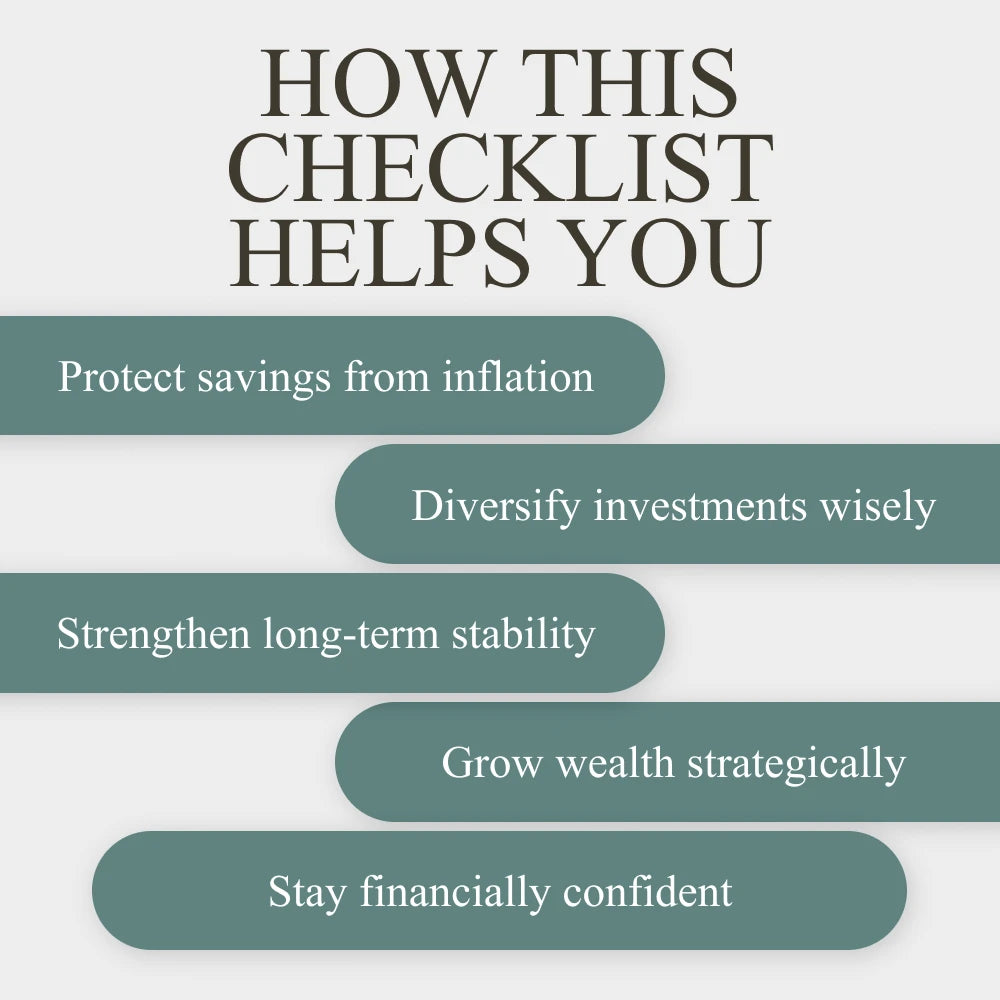 Inflation-Proof Your Wealth Checklist | Simple Guide to Inflation-Resistant Investment Options | Build a Strong Portfolio That Thrives in Any Economy | Digital Download