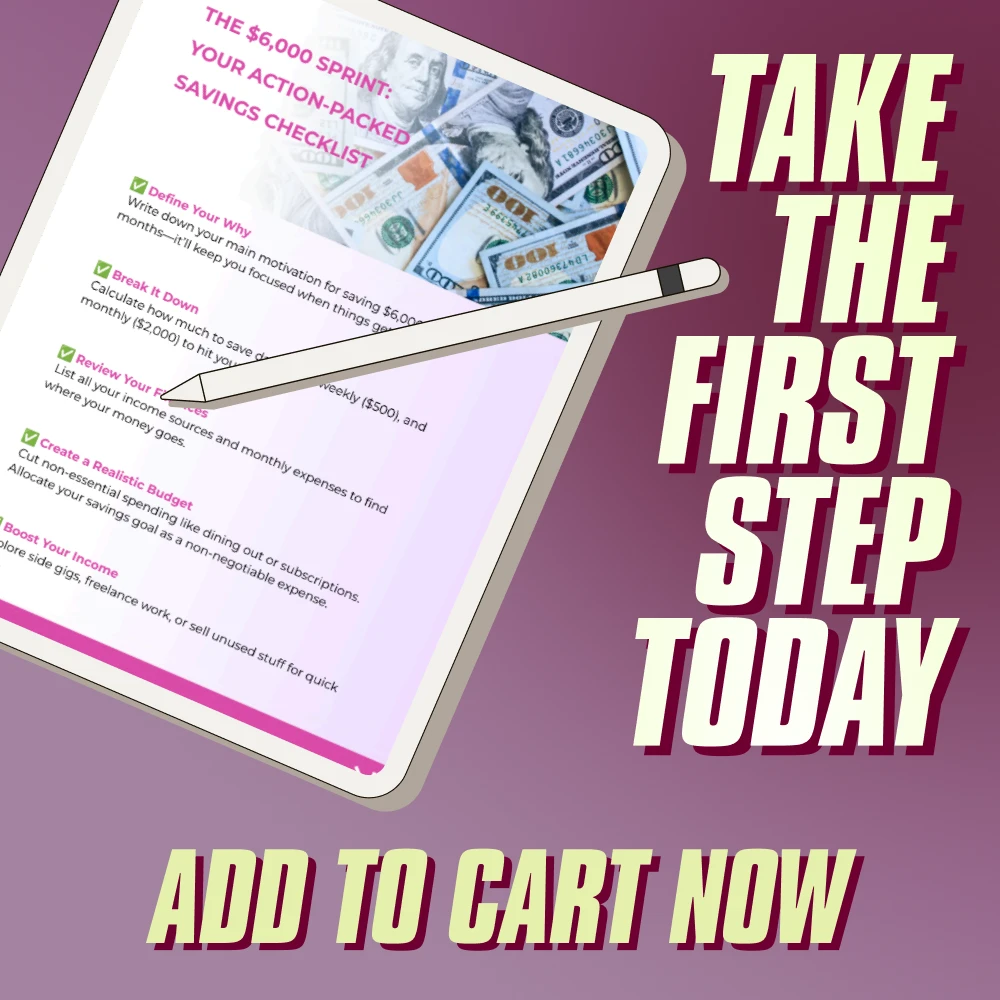 The $6,000 Sprint: Your Action-Packed Savings Checklist | How to Save $6,000 in 3 Months | Printable Financial Planner, Budget Guide, Digital Download