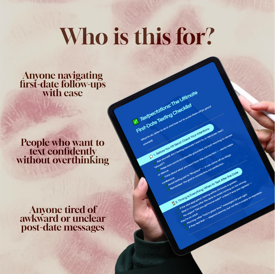 Textpectations: The Ultimate First-Date Texting Checklist | Digital Download Guide for When to Text After First Date, Flirty Message Templates & Dating Confidence Tips