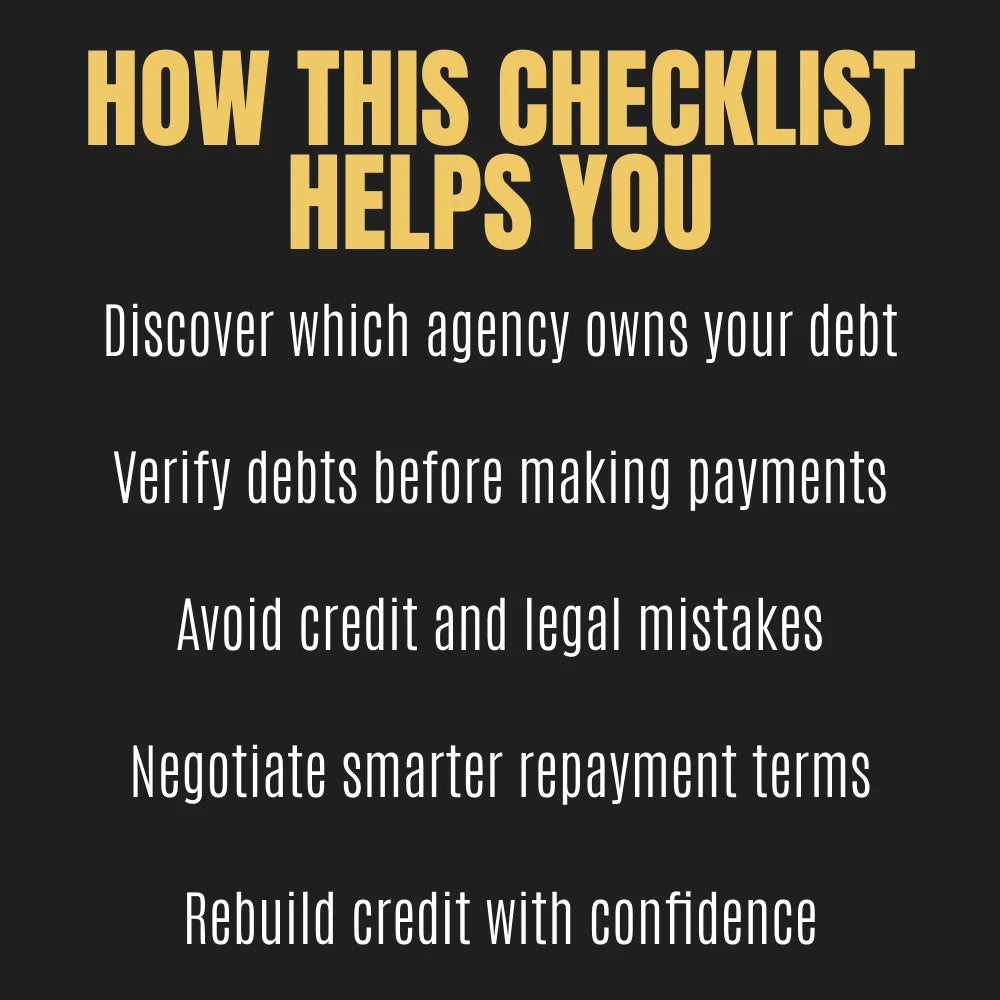 Who’s Got My Debt Checklist | Printable Step-by-Step Guide for How to Find Out What Collection Agency I Owe and Rebuild Credit Confidence