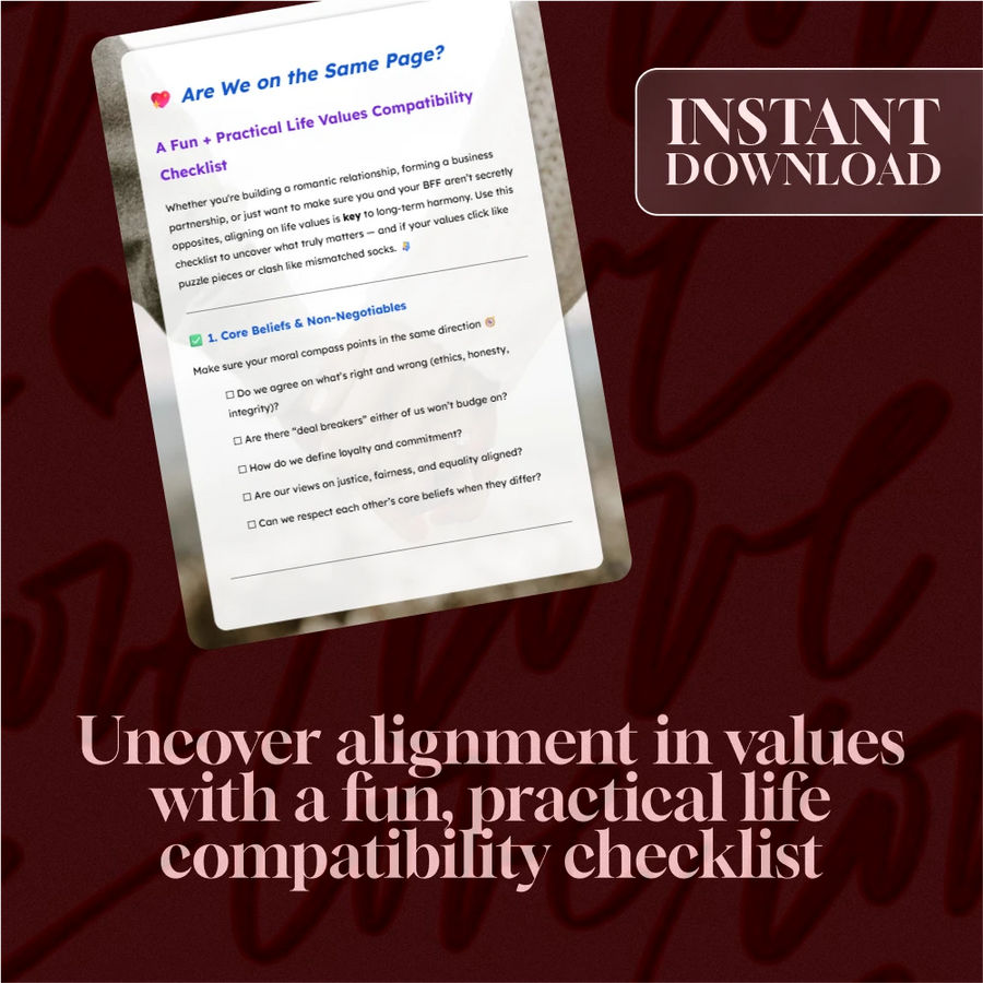 Are We on the Same Page | Life Values Compatibility Checklist | Digital Download eBook & Printable Guide for Relationships, Friendships, and Partnerships