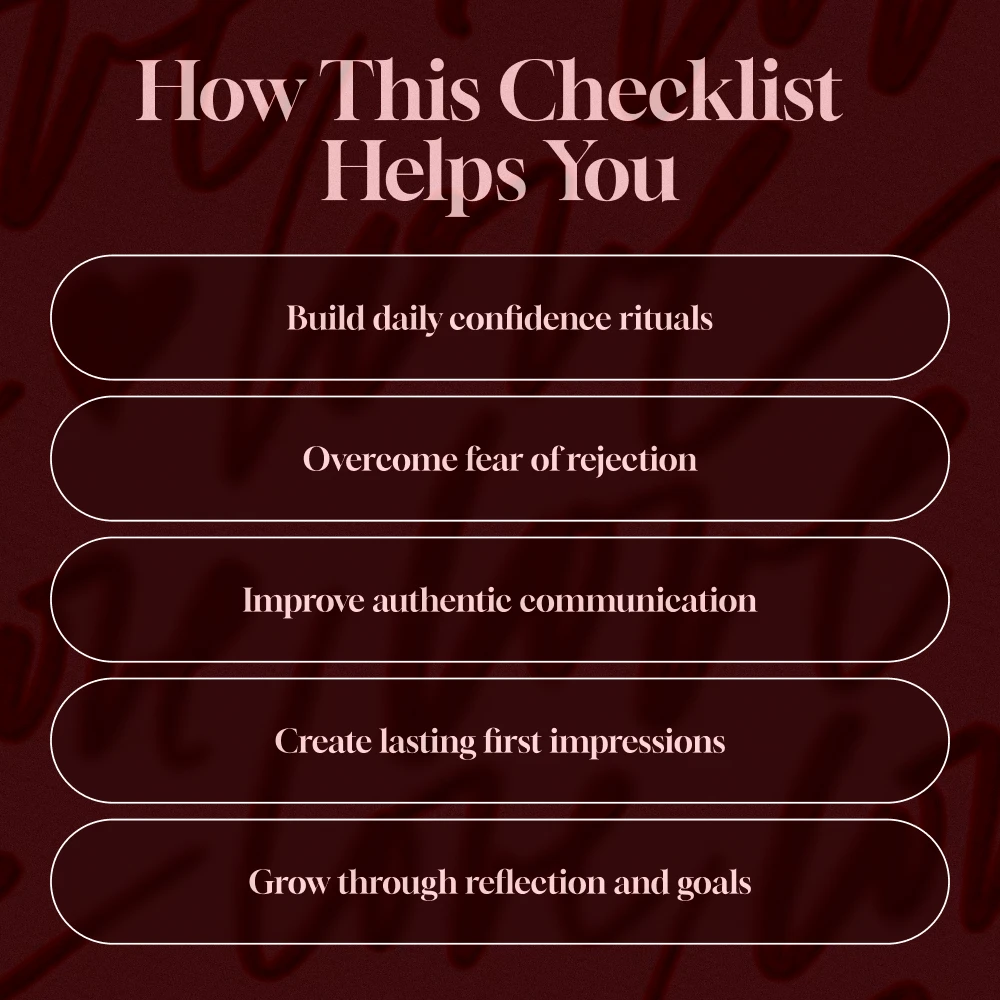 Dating Confidence Mindset Map Action Checklist | Printable Self-Growth Digital Download | Confidence Building eBook Guide for Dating Success