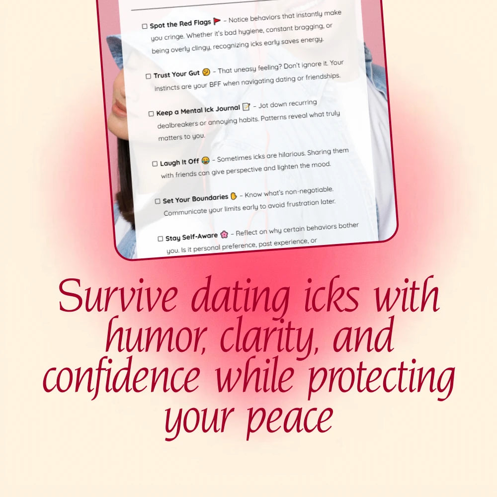 Girl-Approved "Icks" Survival Checklist | Funny Red Flags Guide | Digital Download for Spotting Icks for Girls in Dating & Friendships