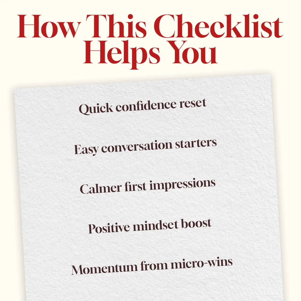 5-Minute Social Confidence Booster Checklist | Instant Digital Download | How to Build Social Confidence in 5 Minutes a Day | Printable Self-Growth Guide for Confidence and Conversations