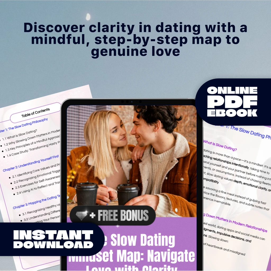 The Slow Dating Mindset Map: Navigate Love with Clarity | Digital eBook for Intentional Dating, Relationship Clarity & Self-Awareness Guide