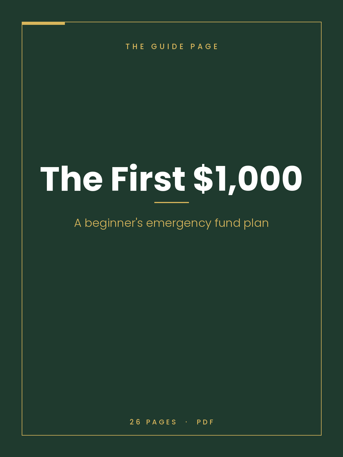 The First $1,000: A Beginner's Emergency Fund Plan