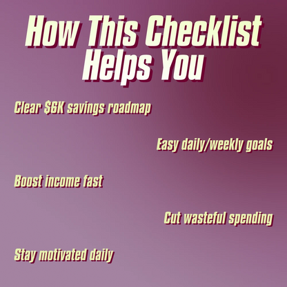 The $6,000 Sprint: Your Action-Packed Savings Checklist | How to Save $6,000 in 3 Months | Printable Financial Planner, Budget Guide, Digital Download