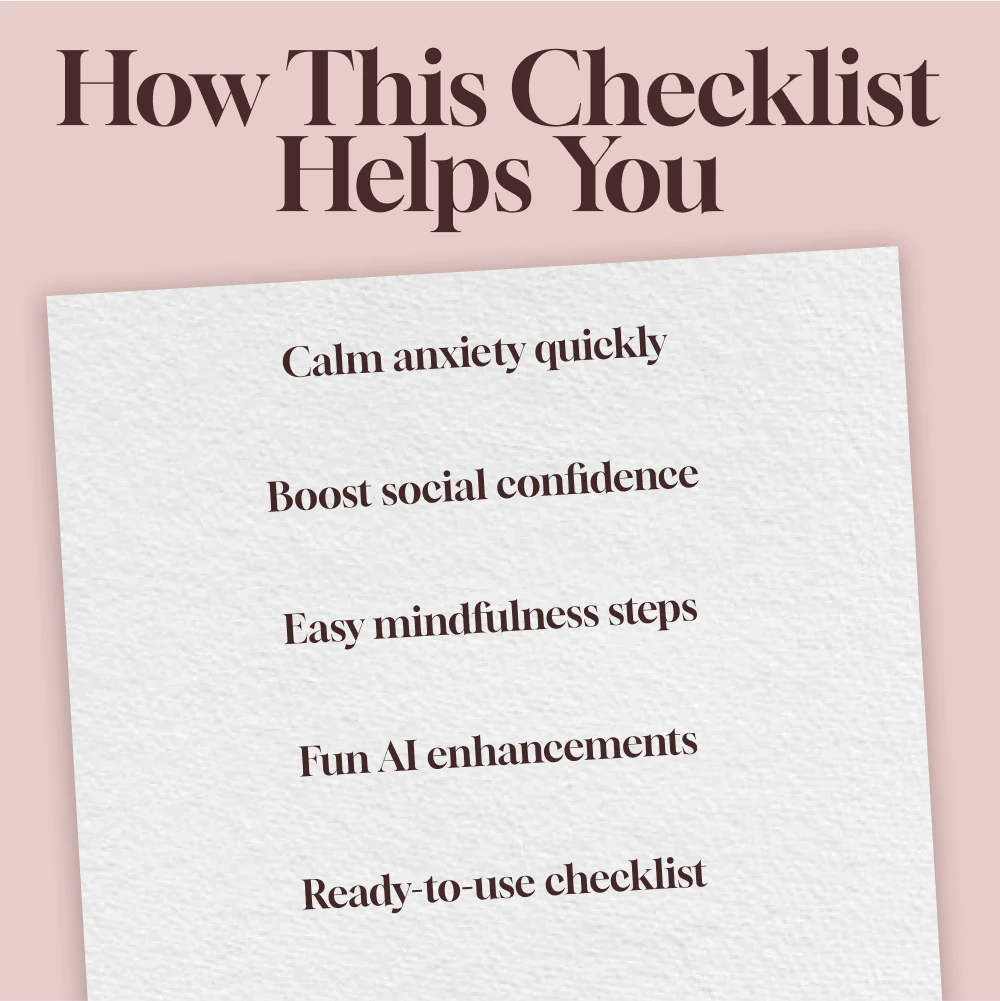 Mindfulness Warm-Up for Social Confidence | Printable Checklist | Digital Download Guide for Anxiety Relief, Social Confidence & Mindfulness eBook