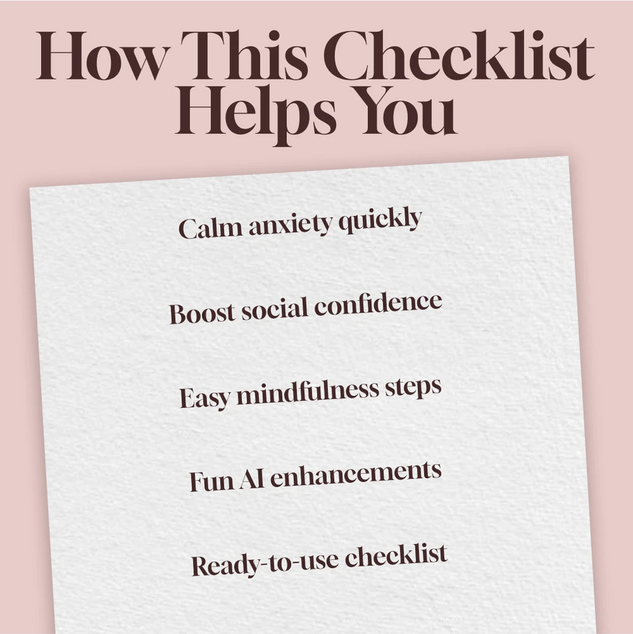 Mindfulness Warm-Up for Social Confidence | Printable Checklist | Digital Download Guide for Anxiety Relief, Social Confidence & Mindfulness eBook