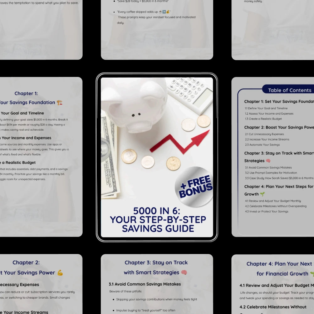 5000 in 6: Your Step-by-Step Savings Guide 💰🚀 | Save $5,000 in 6 Months Digital Download, Budgeting eBook, Money Saving Guide, Financial Planning Checklist