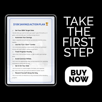 $10K Savings Action Plan 🏆 – Simple Checklist Guide on how to save 10000, Step-by-Step Money Saving Plan, Digital Download