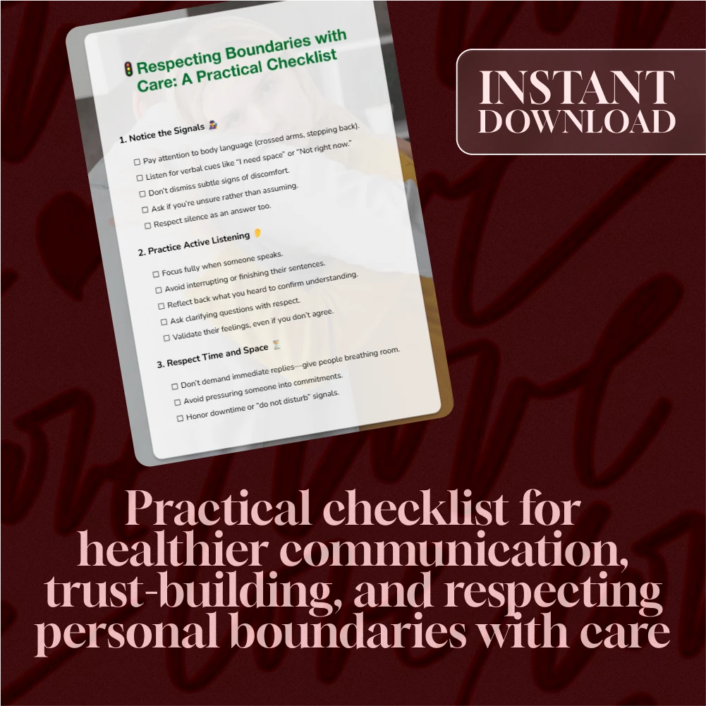 Respecting Boundaries with Care: A Practical Checklist | Digital Download Guide, eBook, Self-Help, Relationship & Communication Skills PDF