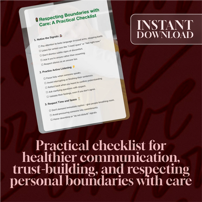 Respecting Boundaries with Care: A Practical Checklist | Digital Download Guide, eBook, Self-Help, Relationship & Communication Skills PDF