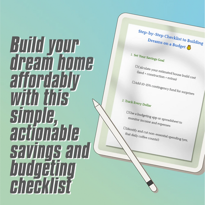 Step-by-Step Checklist to Building Dreams on a Budget | Digital Guide to How to Save Money to Build a House | Home Build Savings Planner PDF