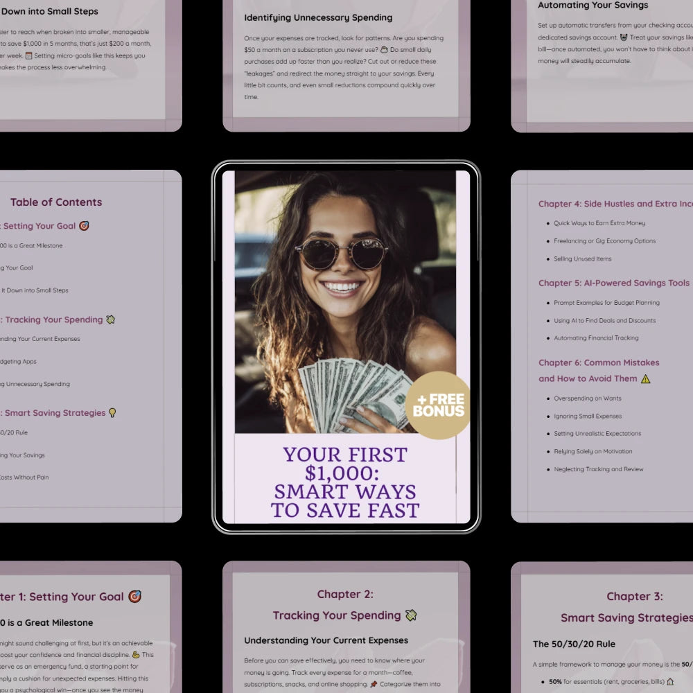 Your First $1,000: Smart Ways to Save Fast | How to Save 1000 Step-by-Step Beginner Savings Ebook & Money Planning Guide