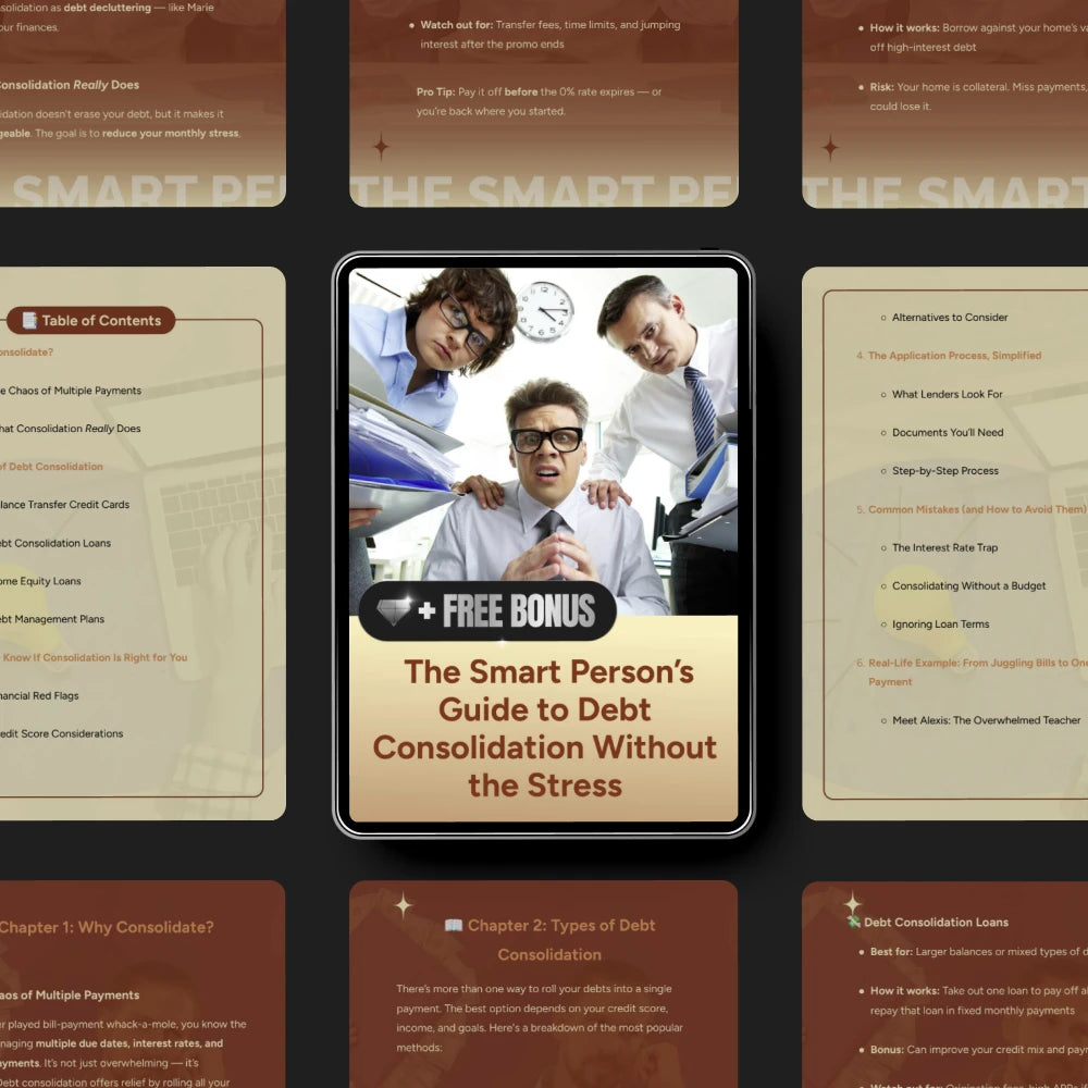 The Smart Person’s Guide to Debt Consolidation Without the Stress | Digital eBook on How to Consolidate Debt Into One Payment and Simplify Your Finances