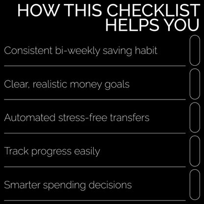 Checklist: Bi-Weekly Savings Made Simple – Printable Guide for Saving Money Every 2 Weeks, Budget Planner & Smart Financial Habit Tracker