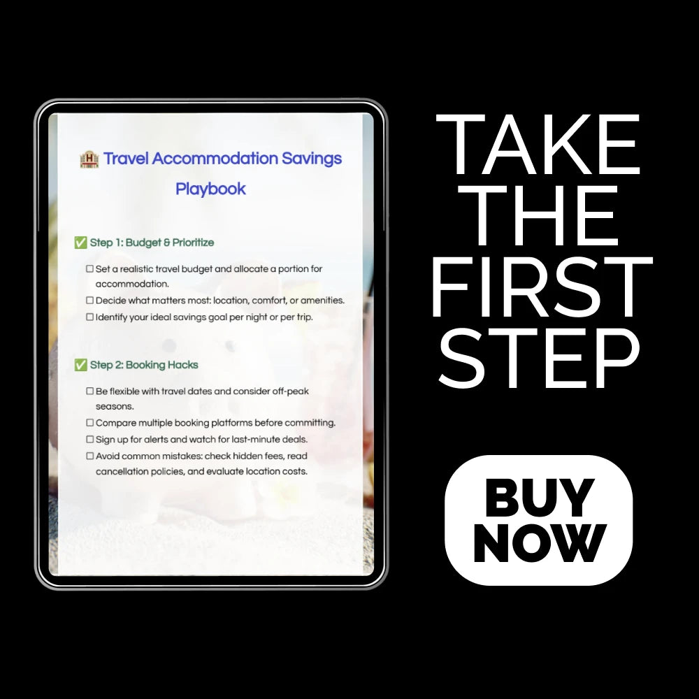 Travel Accommodation Savings Playbook – Checklist Guide on how to save money on accommodation while traveling | Budget Travel Planner & Booking Hacks Digital Download