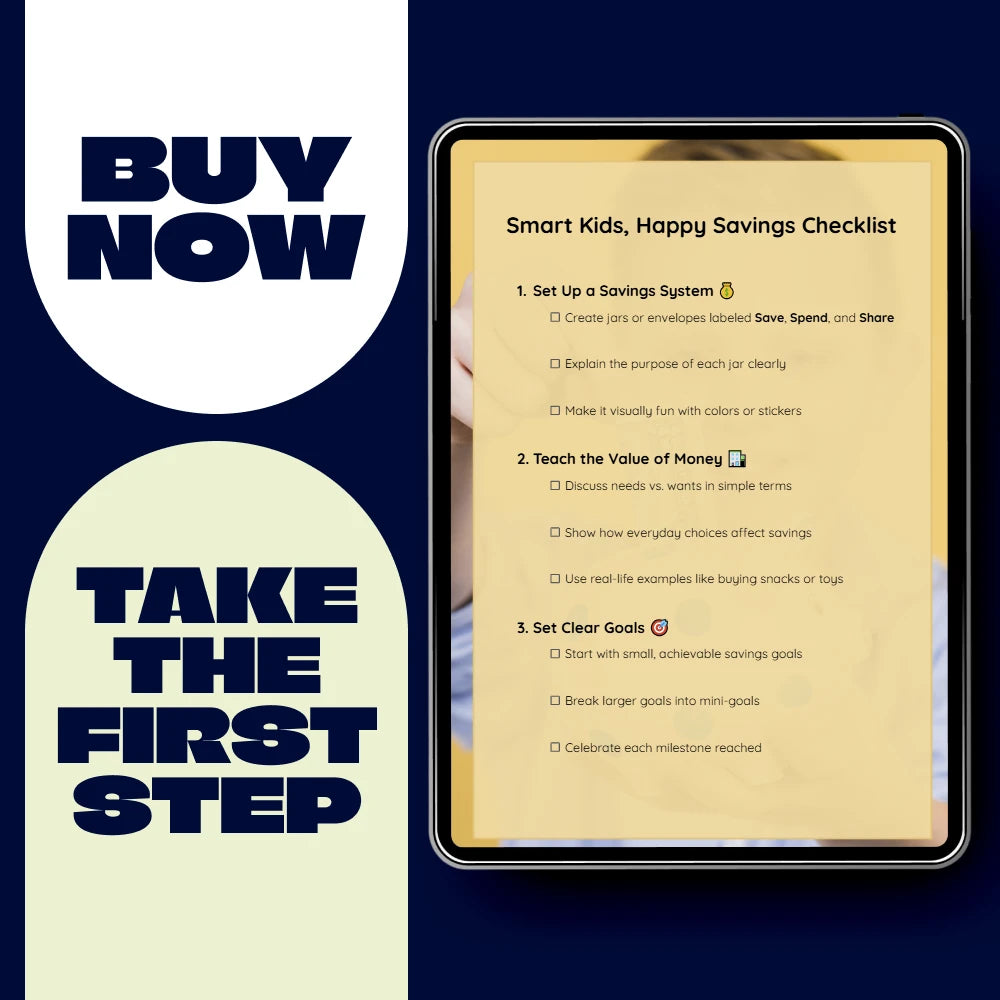 Smart Kids, Happy Savings Checklist – How to Save Money for Kids Printable Guide, Financial Literacy Activity, Goal Setting & Money Management Tool