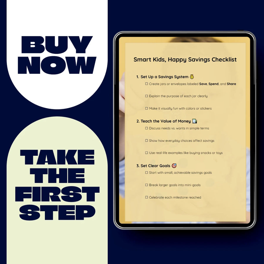 Smart Kids, Happy Savings Checklist – How to Save Money for Kids Printable Guide, Financial Literacy Activity, Goal Setting & Money Management Tool