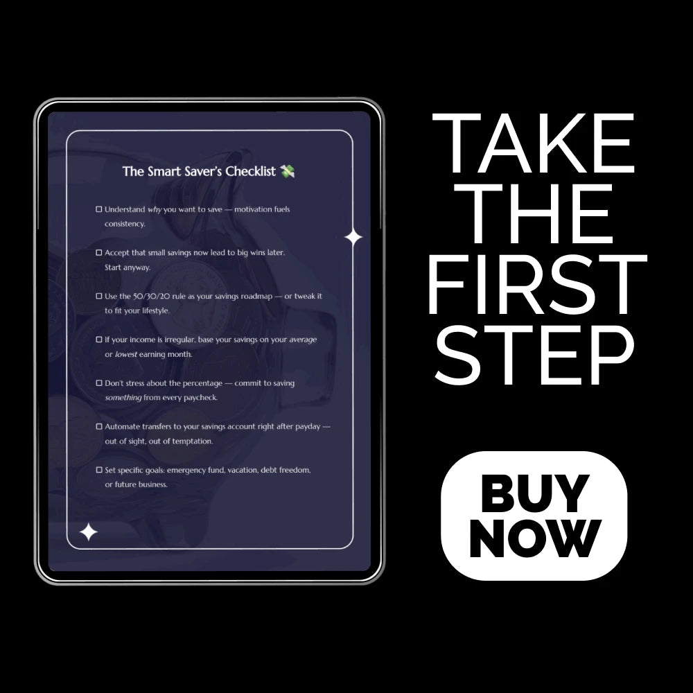 The Smart Saver’s Checklist | Digital Budget Planner | Easy Step-by-Step Savings Tracker | Learn How Much of Paycheck to Save | Personal Finance & Money Management Printable PDF