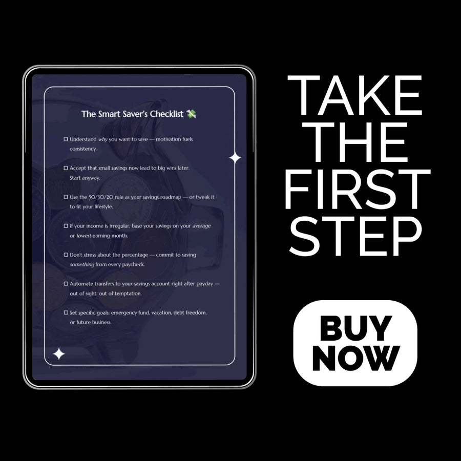 The Smart Saver’s Checklist | Digital Budget Planner | Easy Step-by-Step Savings Tracker | Learn How Much of Paycheck to Save | Personal Finance & Money Management Printable PDF