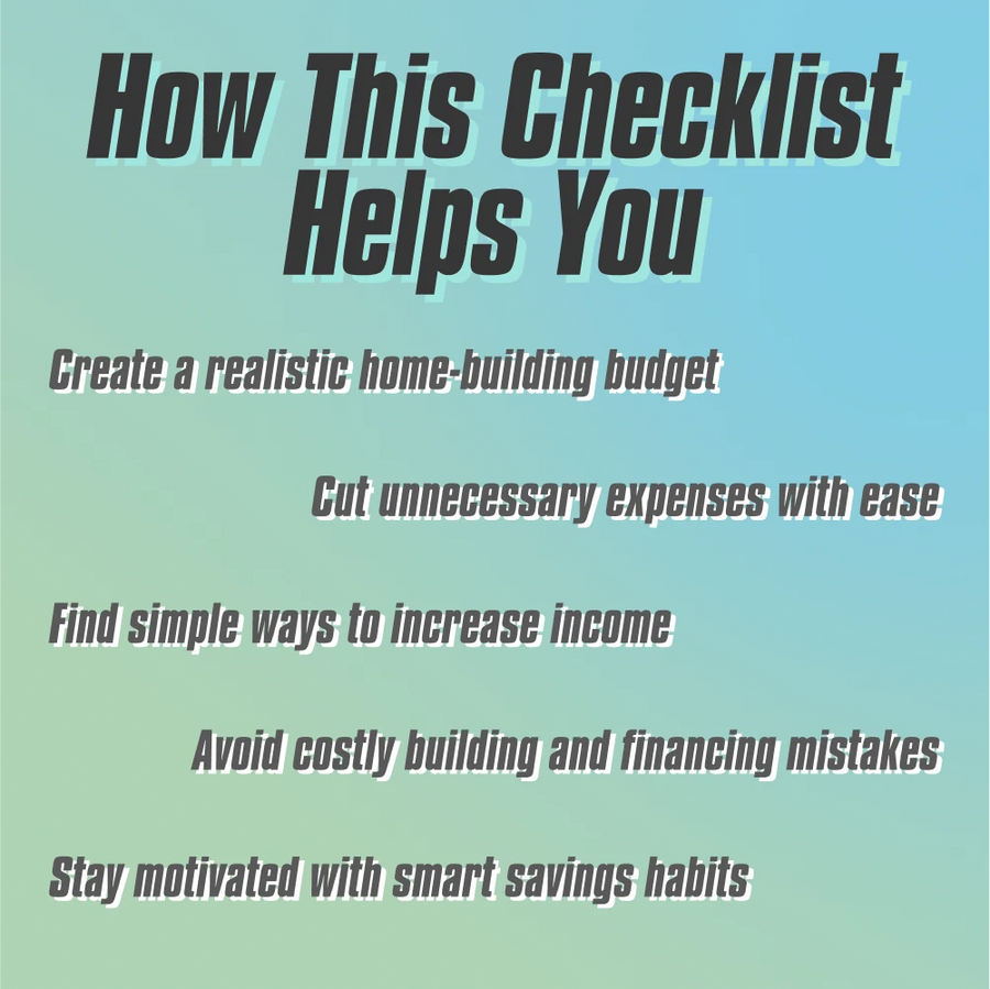 Step-by-Step Checklist to Building Dreams on a Budget | Digital Guide to How to Save Money to Build a House | Home Build Savings Planner PDF