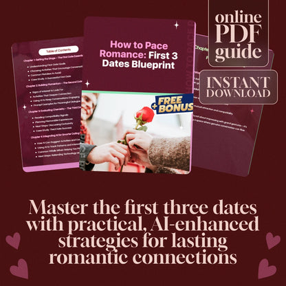 How to Pace Romance: First 3 Dates Blueprint | Digital Dating Guide for Men & Women | Relationship Building eBook | AI Dating Tips & Conversation Starters