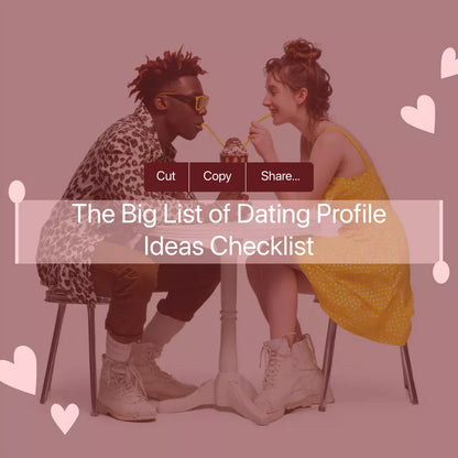 The Big List of Dating Profile Ideas Checklist | Digital Download | Dating Bio Writing Guide & eBook Style Resource