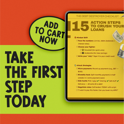 The Debt Destroyer Checklist: 15 Action Steps to Crush Your Loans | Pay Off Loans Fast | Printable Debt Payoff Tracker PDF