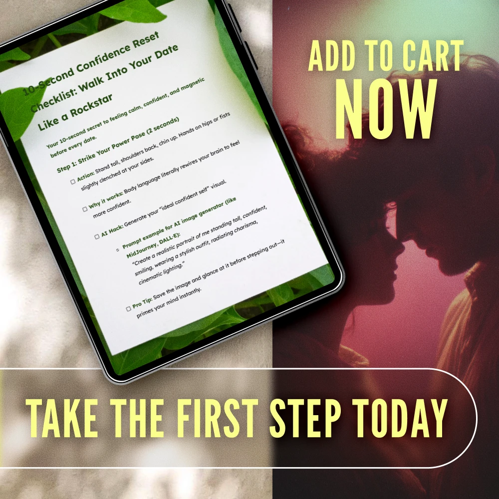 10-Second Confidence Reset Checklist: Walk Into Your Date Like a Rockstar | Instant Confidence Boost | Digital Download eBook & Printable Guide for Singles
